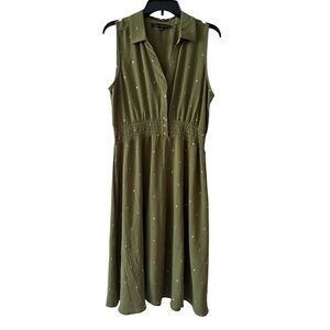 Olive Green Sleeveless Dress Alex & Parker Large